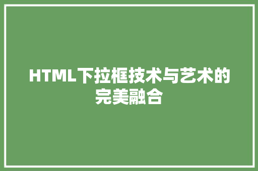 HTML下拉框技术与艺术的完美融合