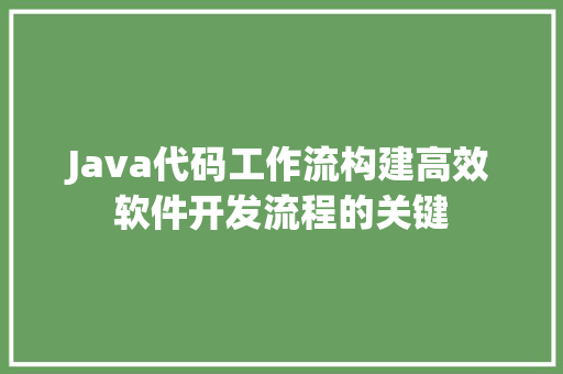 Java代码工作流构建高效软件开发流程的关键