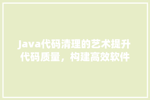Java代码清理的艺术提升代码质量，构建高效软件