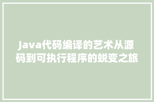 Java代码编译的艺术从源码到可执行程序的蜕变之旅