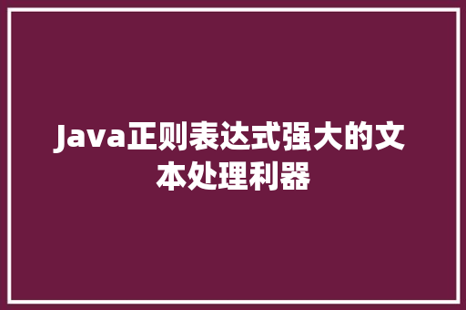 Java正则表达式强大的文本处理利器