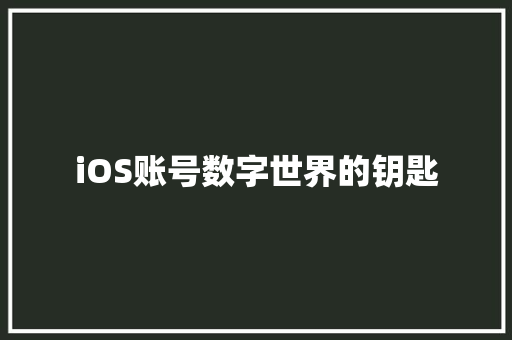 iOS账号数字世界的钥匙