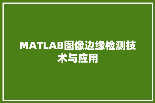 MATLAB图像边缘检测技术与应用