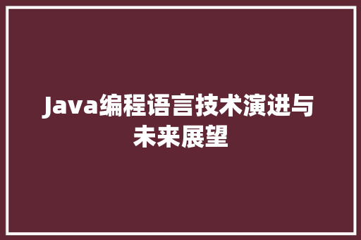 Java编程语言技术演进与未来展望