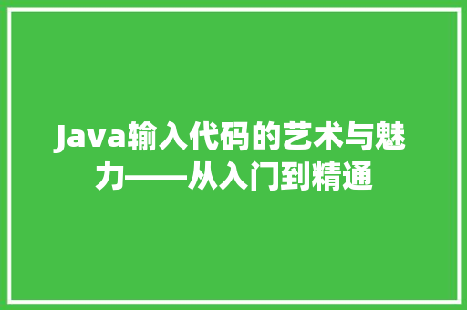Java输入代码的艺术与魅力——从入门到精通