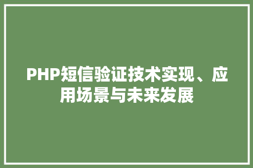 PHP短信验证技术实现、应用场景与未来发展