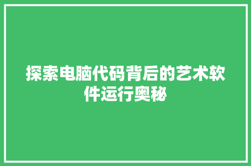 探索电脑代码背后的艺术软件运行奥秘