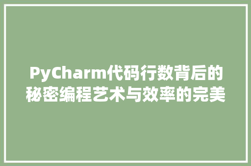 PyCharm代码行数背后的秘密编程艺术与效率的完美融合