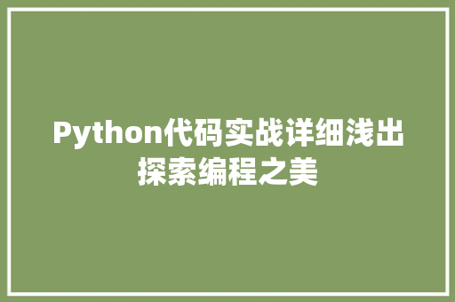 Python代码实战详细浅出探索编程之美