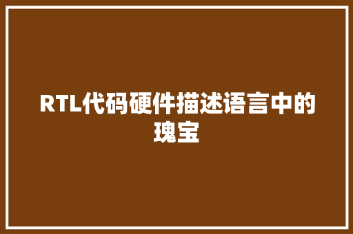 RTL代码硬件描述语言中的瑰宝