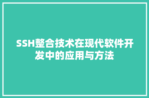 SSH整合技术在现代软件开发中的应用与方法