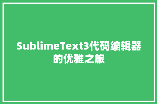 SublimeText3代码编辑器的优雅之旅