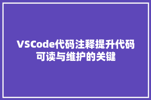 VSCode代码注释提升代码可读与维护的关键