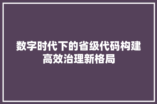 数字时代下的省级代码构建高效治理新格局  第1张