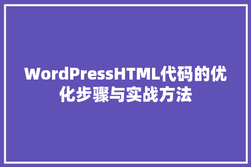 WordPressHTML代码的优化步骤与实战方法