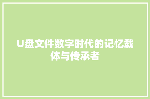 U盘文件数字时代的记忆载体与传承者