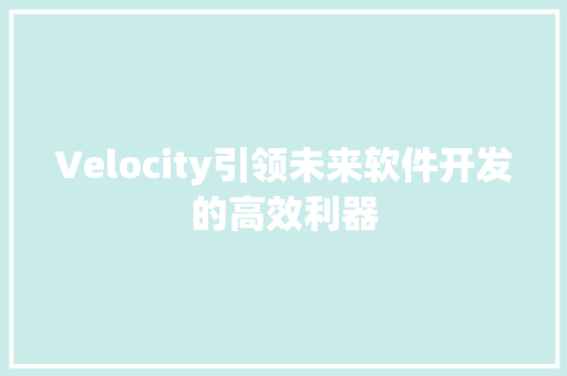 Velocity引领未来软件开发的高效利器