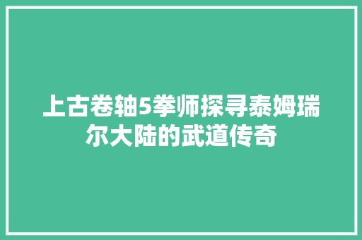 上古卷轴5拳师探寻泰姆瑞尔大陆的武道传奇