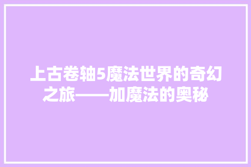 上古卷轴5魔法世界的奇幻之旅——加魔法的奥秘