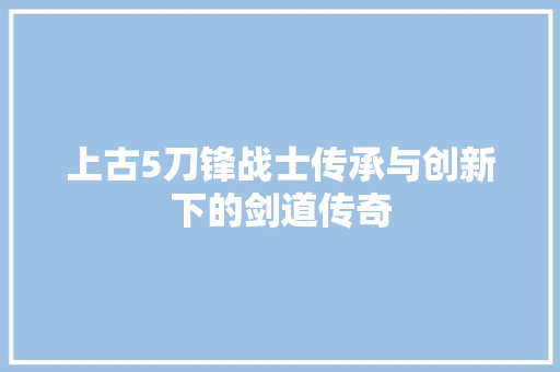 上古5刀锋战士传承与创新下的剑道传奇  第1张