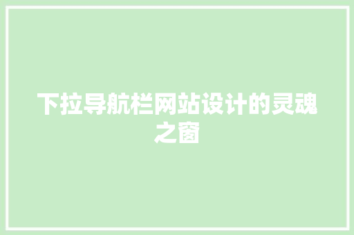 下拉导航栏网站设计的灵魂之窗