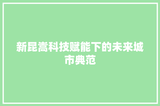 新昆嵩科技赋能下的未来城市典范