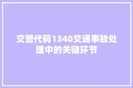 交警代码1340交通事故处理中的关键环节