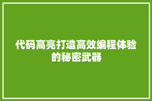 代码高亮打造高效编程体验的秘密武器