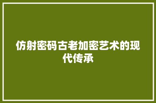 仿射密码古老加密艺术的现代传承