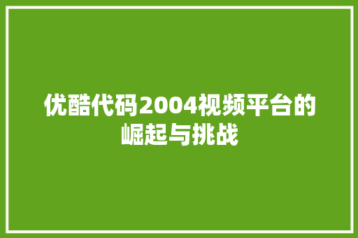 优酷代码2004视频平台的崛起与挑战