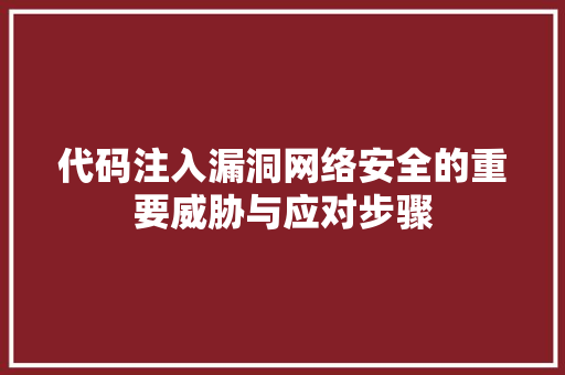 代码注入漏洞网络安全的重要威胁与应对步骤  第1张