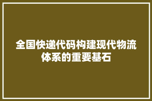 全国快递代码构建现代物流体系的重要基石