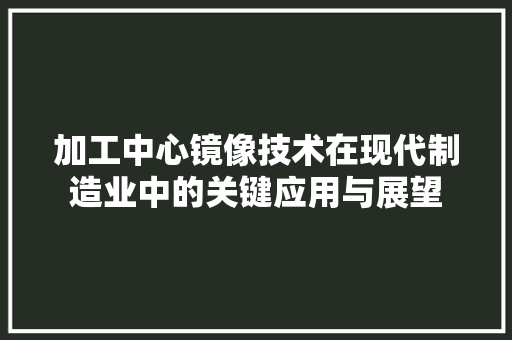 加工中心镜像技术在现代制造业中的关键应用与展望