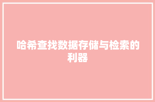 哈希查找数据存储与检索的利器