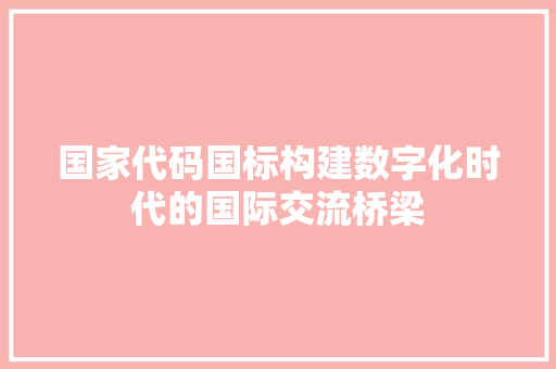 国家代码国标构建数字化时代的国际交流桥梁
