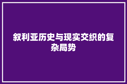 叙利亚历史与现实交织的复杂局势