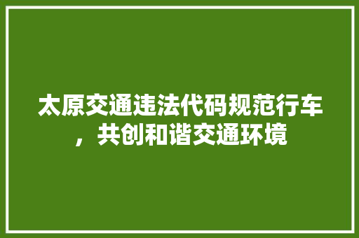太原交通违法代码规范行车，共创和谐交通环境