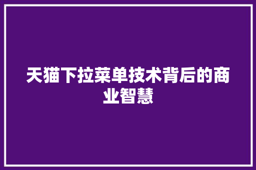 天猫下拉菜单技术背后的商业智慧