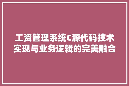 工资管理系统C源代码技术实现与业务逻辑的完美融合