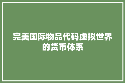 完美国际物品代码虚拟世界的货币体系