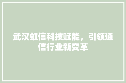 武汉虹信科技赋能，引领通信行业新变革