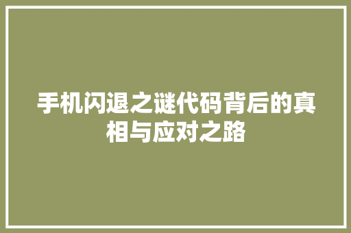 手机闪退之谜代码背后的真相与应对之路