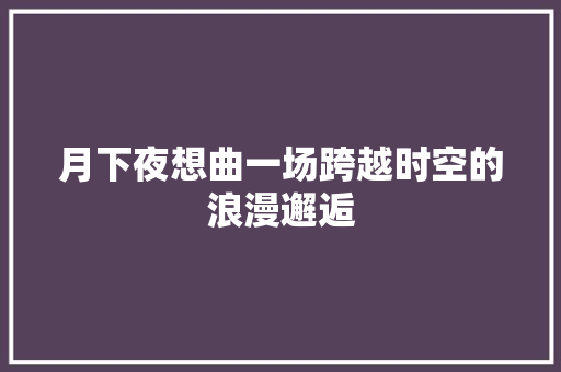 月下夜想曲一场跨越时空的浪漫邂逅  第1张
