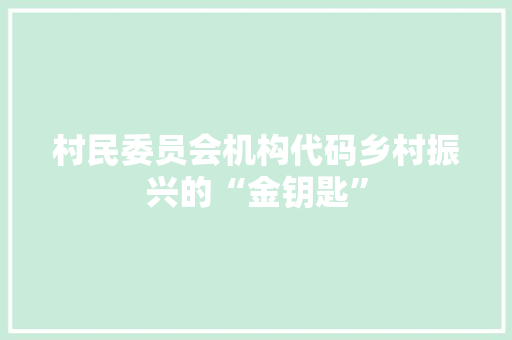 村民委员会机构代码乡村振兴的“金钥匙”