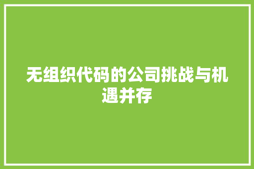 无组织代码的公司挑战与机遇并存