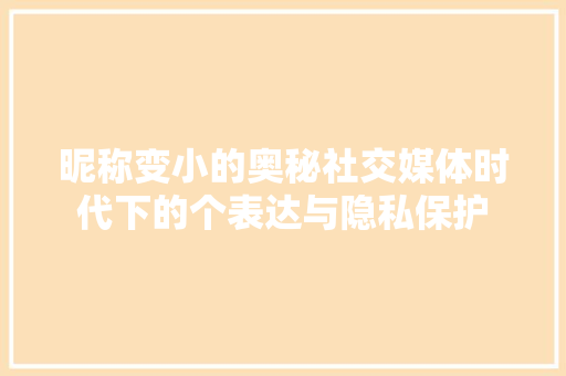 昵称变小的奥秘社交媒体时代下的个表达与隐私保护