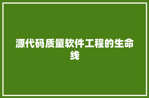 源代码质量软件工程的生命线