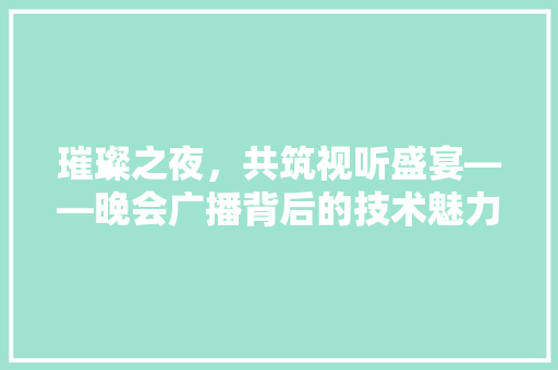 璀璨之夜，共筑视听盛宴——晚会广播背后的技术魅力