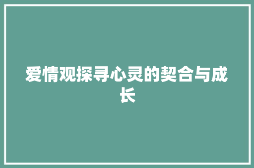 爱情观探寻心灵的契合与成长
