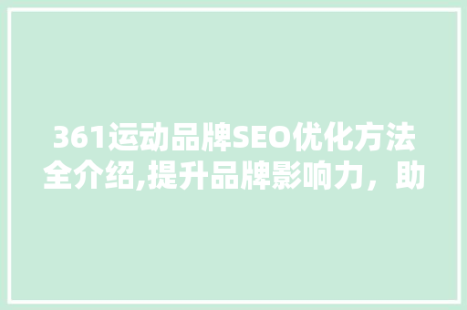 361运动品牌SEO优化方法全介绍,提升品牌影响力，助力市场拓展